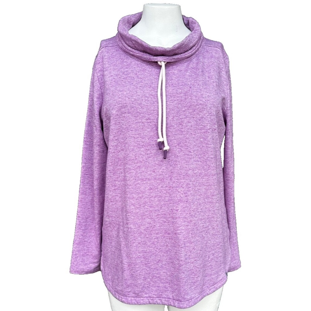 Talbots Sweater L Purple Cowl Neck Drawstring Pullover Long Sleeve Lightweight